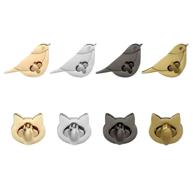 fermoirs en métal motif chat/oiseau pour sacs, fermoirs rotatifs pour sacs à main en cuir diy, sacs à bandoulière, accessoires de quincaillerie et de décoration