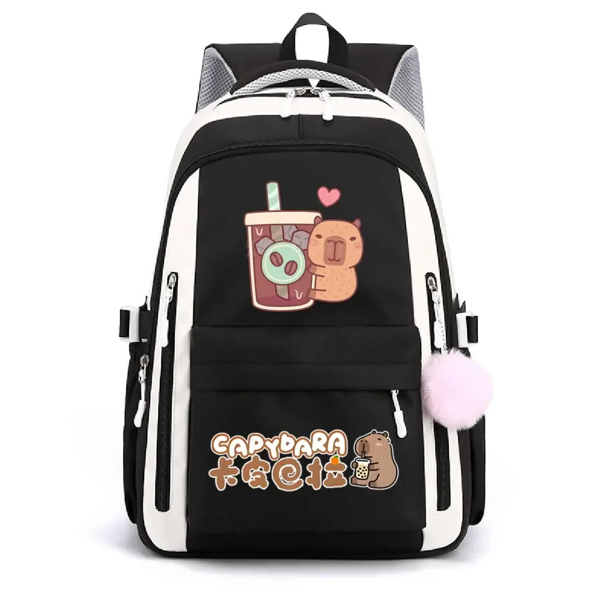 sac à dos d'école pour filles mignon capybara & bubble tea imprimé cartables femmes filles sacs d'école décontractés sac à dos de voyage à la mode