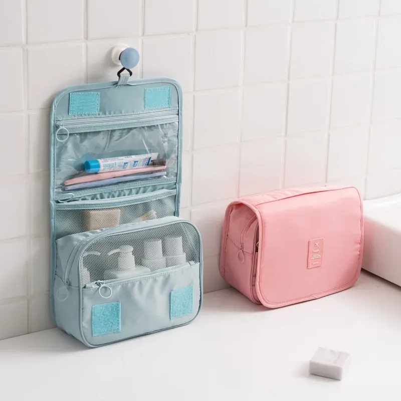 sac de toilette portable à crochet, multifonctionnel, imperméable, résistant à l'usure, rangement multicouche, grande capacité, trousse de maquillage