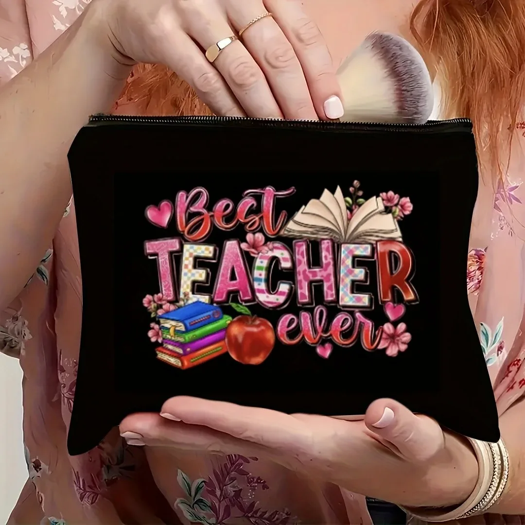 1 pièce, trousse de maquillage inspirante pour enseignant, cadeau de remerciement pour enseignant, trousse de maquillage pour enseignant, sac de rangement pour cosmétiques