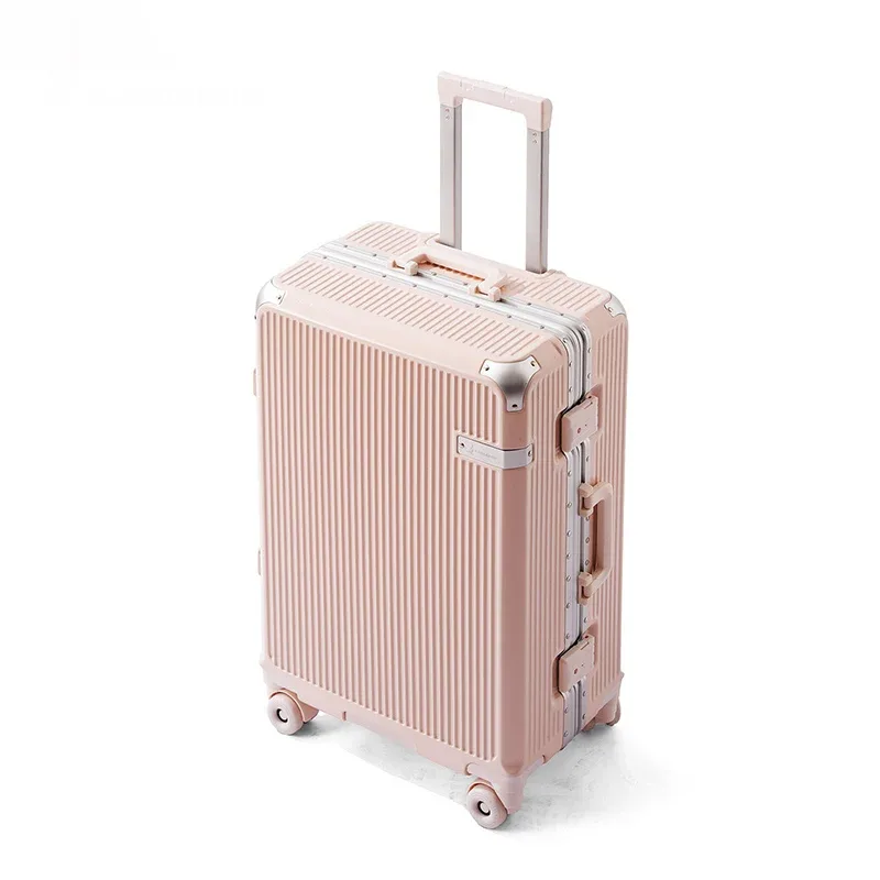 valise à cadre en aluminium avec serrure à combinaison, unisexe, portable, 20 pouces, bagage à main pour étudiant, 28 pouces, avec roues silencieuses