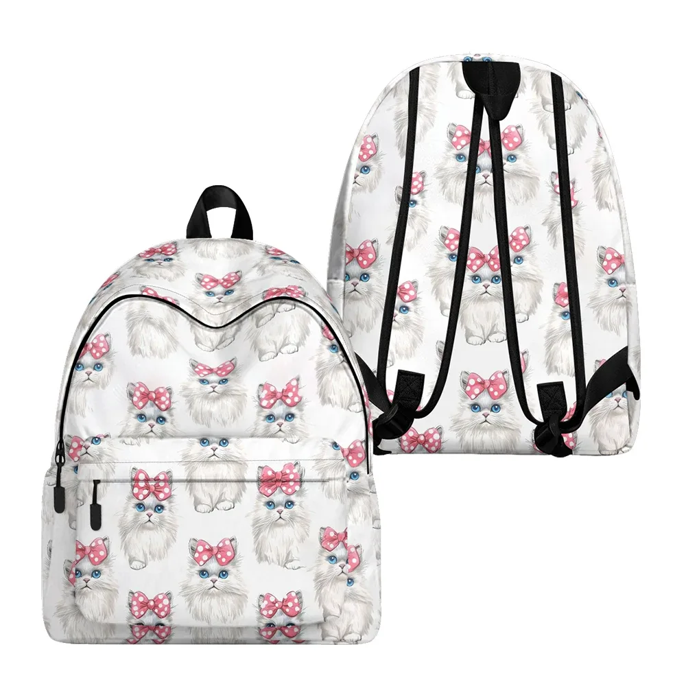 sac à dos imprimé chats de dessin animé mignon, sacs à crayons, bretelles réglables, sac d'école léger et durable, sac de jour de voyage pour adolescents, ensembles