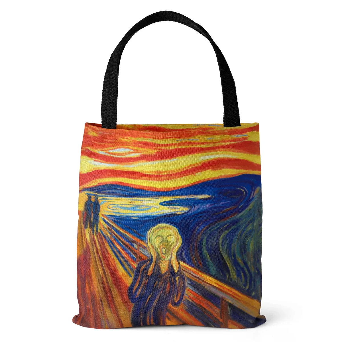 [bouche en toile] sac en toile imprimé peinture à l'huile sac fourre-tout léger pour femme sac à main quotidien sac à provisions multifonctionnel