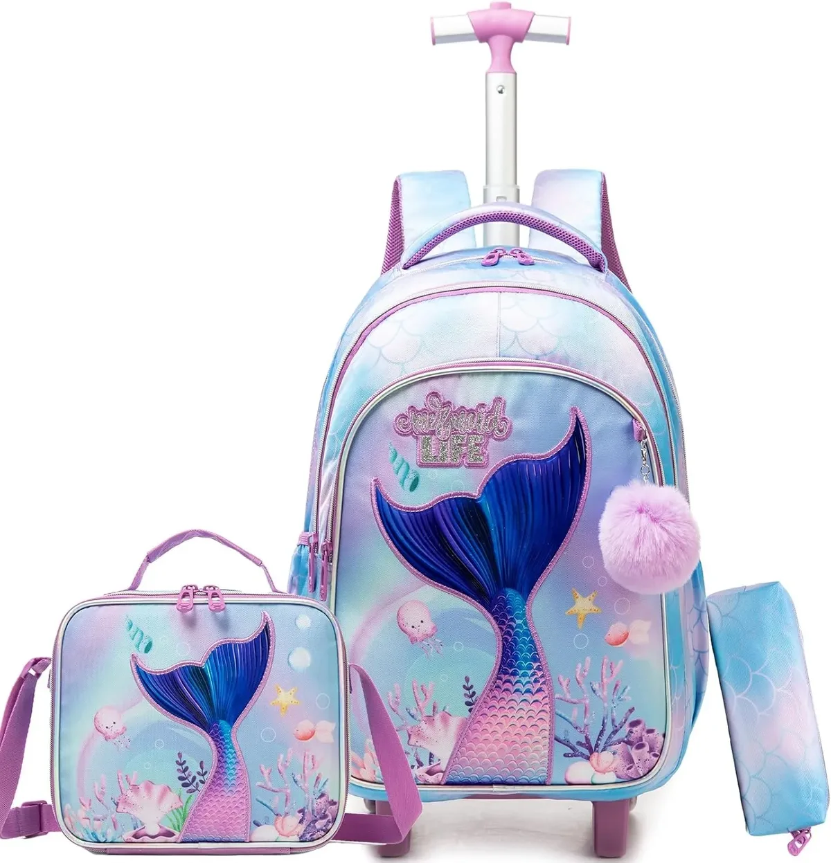 sac d'école à roulettes mignon, sac à livres à roulettes pour enfants, bagage à main de grande capacité, sac à dos à roulettes durable, cadeau pour fille