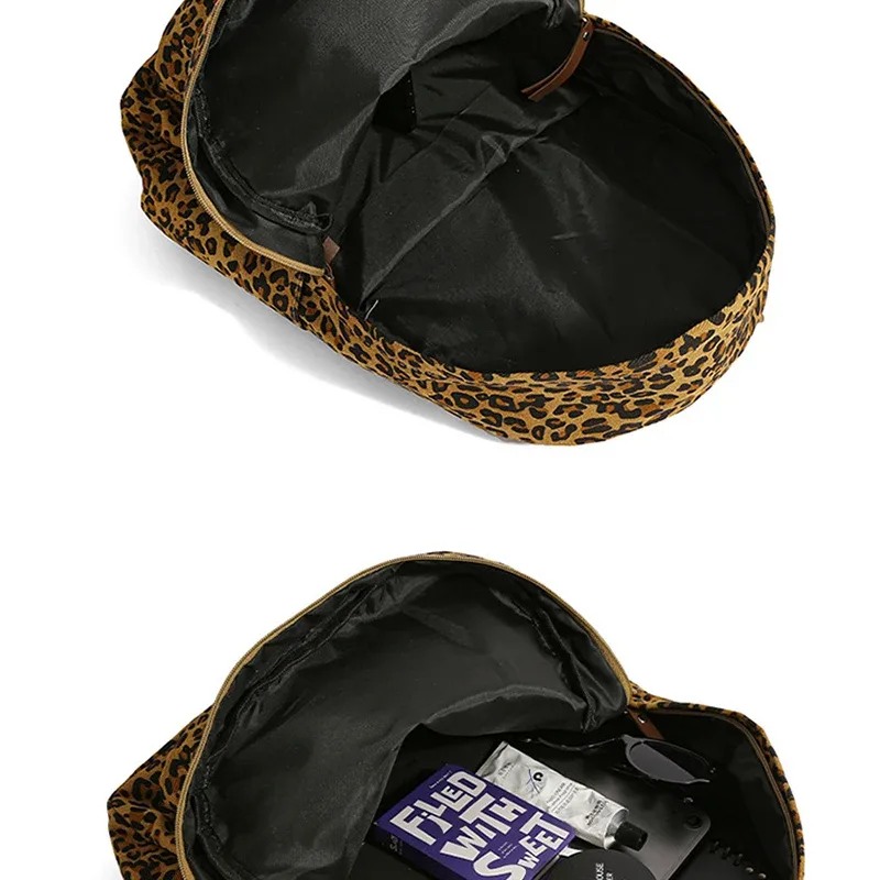 sac à dos coréen rétro à imprimé léopard, grande capacité, léger, pour voyage, école, mode, décontracté, sac à dos pour ordinateur portable
