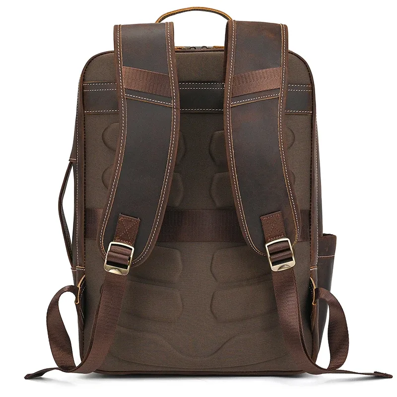 2025 nouveautés sac à dos en cuir pour voyage hommes mâle en cuir de vachette pochette d'ordinateur 15.6 "17 double épaule sac à dos pour homme rétro