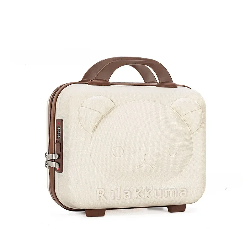 trousse de maquillage tête d'ours, boîte à mot de passe pp, valise de 14 pouces, bagage de dessin animé, cadeau de compagnon de mariage, rangement portable, étui de voyage