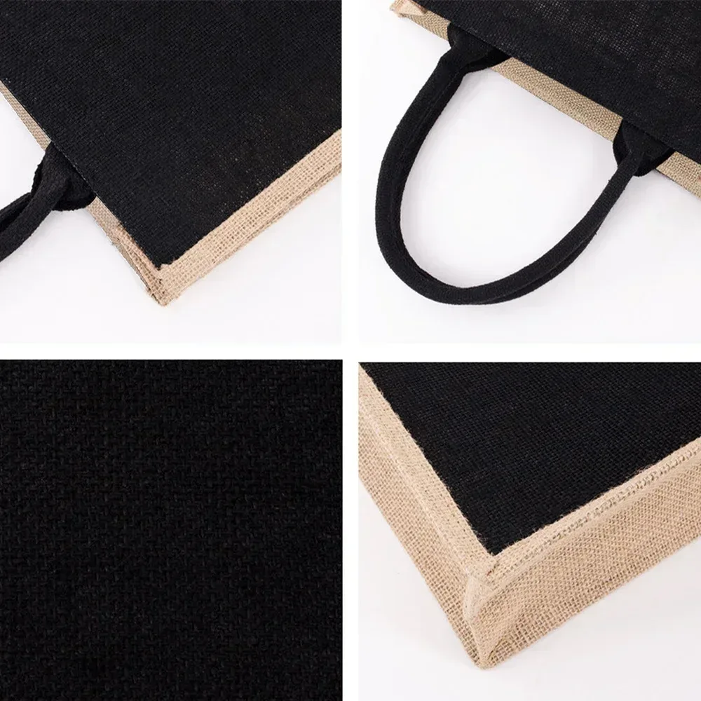 sacs de courses en toile de jute, sacs d'imitation de jute vintage, sac en lin, sac laminé de plage, série enseignant, pochette de rangement d'épicerie réutilisable