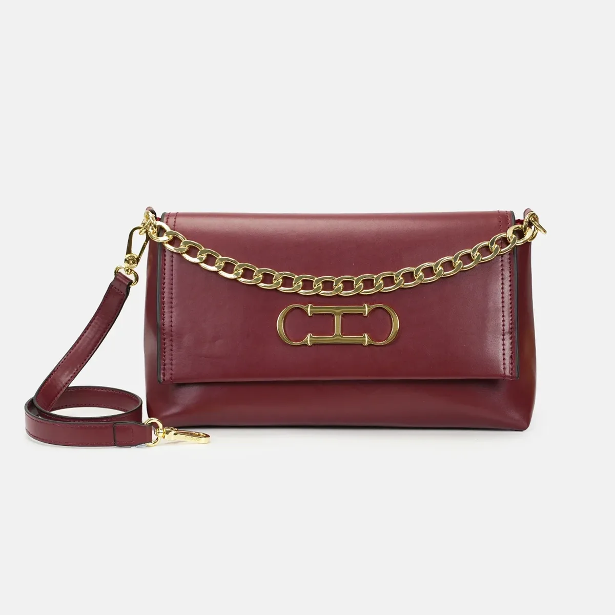 sac à bandoulière en cuir ch avec chaîne, logo et accessoires métalliques, pochette bandoulière pour événements quotidiens et soirées, sac à main tendance