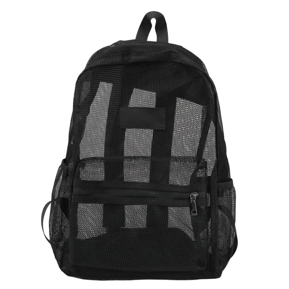 sac à dos en maille respirante, multi-poches, double sangle, sac à dos transparent léger de grande capacité