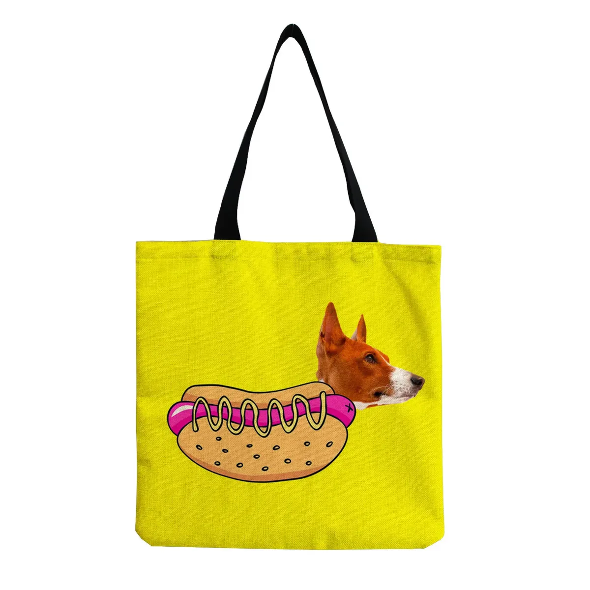 sac à bandoulière pour femme motif chien saucisse mignon, sac fourre-tout rétro littéraire, sac à main simple grande capacité, sac de shopping décontracté pour femme, vintage