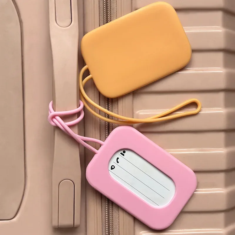étiquettes de bagage de voyage en silicone, porte-nom et carte d'identité, couleur unie, étiquette de valise, étiquette de bagage d'embarquement, accessoires de voyage