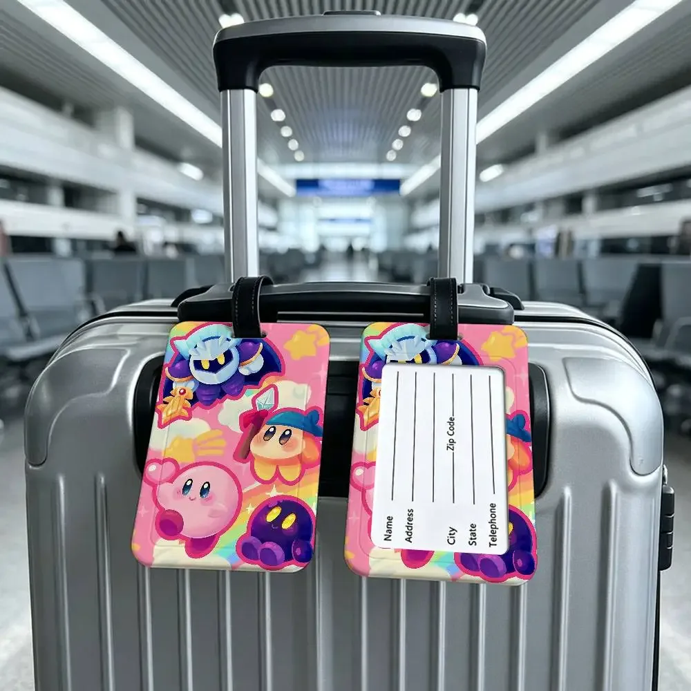 étiquette de bagage de voyage k-kirbys en pvc, étui pour carte d'information, marqueur de nom anti-perte pour sac à dos