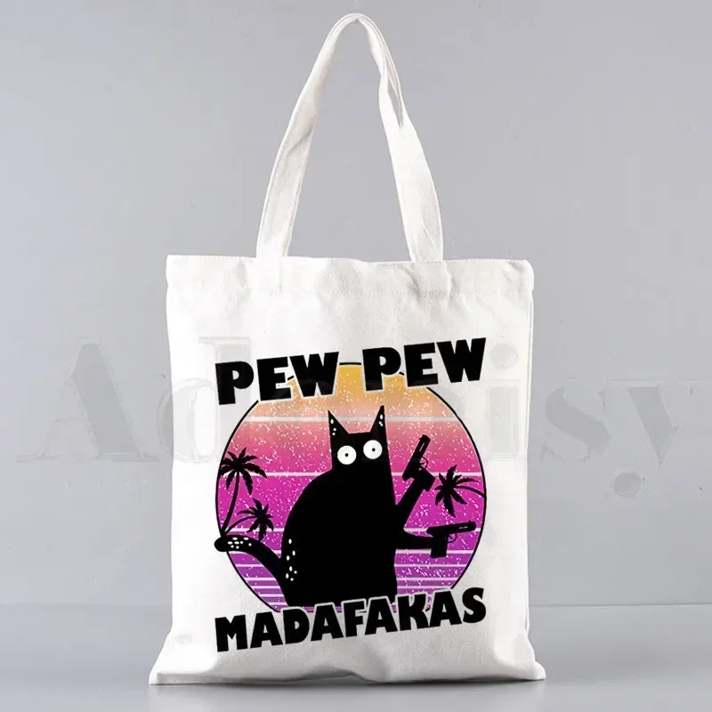 pew pew madafakas sac fourre-tout unisexe sacs en toile sacs à provisions imprimé sac à bandoulière décontracté pliable