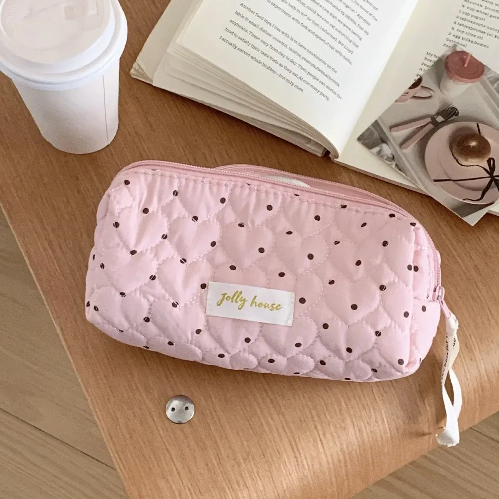 sac à cosmétiques à pois pour femmes, sac à main de voyage, organisateur de maquillage, sac de rangement de grande capacité, trousse de toilette, étui de maquillage, mode coréenne