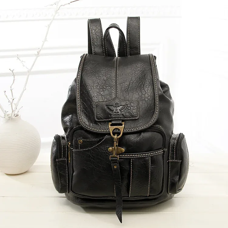 nouveauté sac à dos pour homme en cuir pu de haute qualité, style vintage, sac à dos coréen pour étudiant, grand sac à dos pour ordinateur portable et école