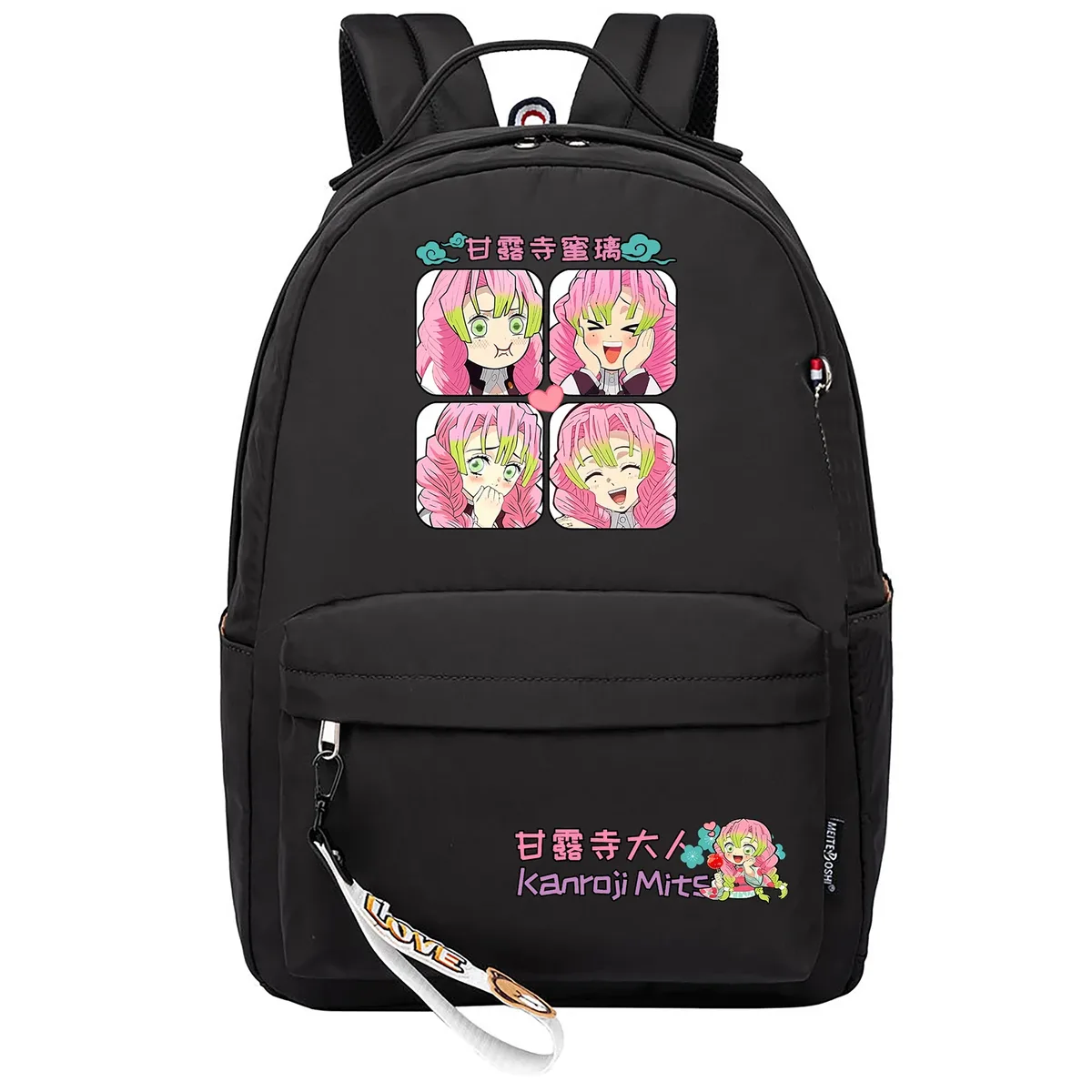 sacs d'école anime kanroji mitsuri kawaii, sac à dos de jour de dessin animé pour femmes, sac à dos de voyage rose, petite épaule pour ordinateur portable