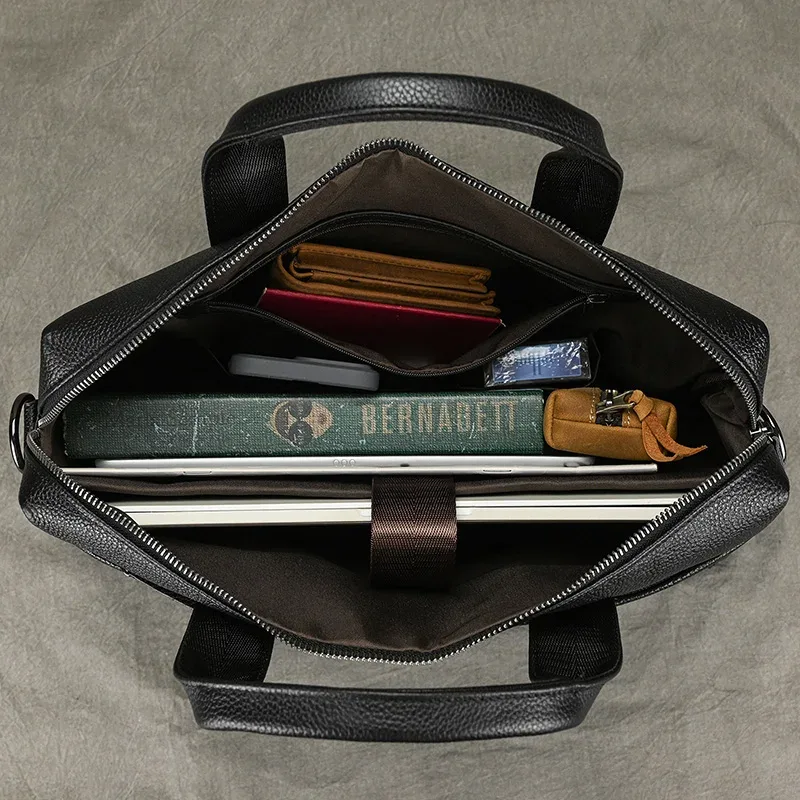 luufan-sac à main en cuir véritable pour homme, sac à bandoulière, sac à main pour ordinateur portable, a4, bureau, affaires, bombes, étui, convient pour pc 15"