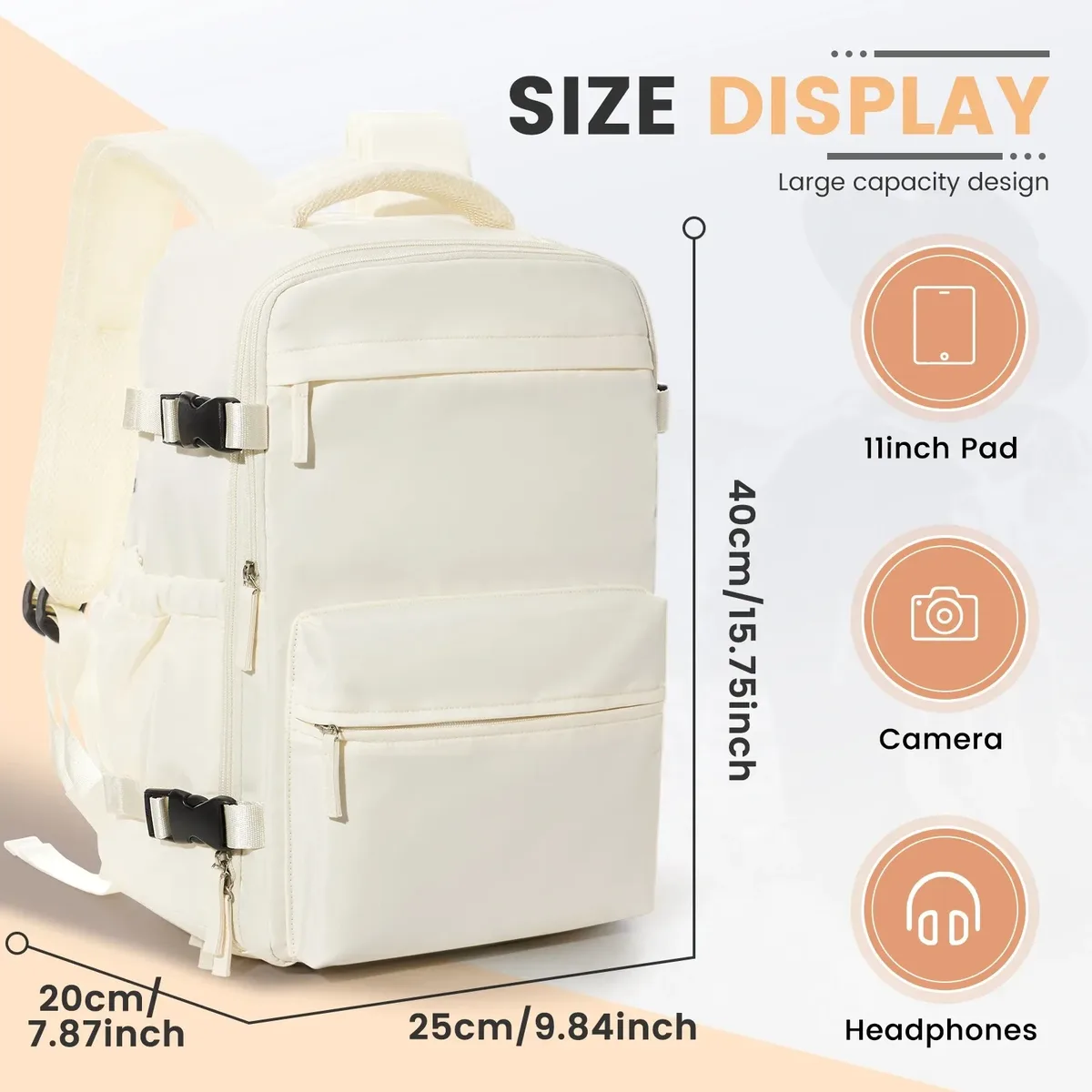 sac de cabine ryanair 40x20x25, sac à dos de compression sous vide pour homme, bagage à main, sac à dos pour ordinateur portable, sac de rangement sous vide pour vêtements 42x29x15
