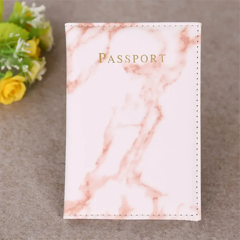 couverture de passeport en cuir pu pour hommes et femmes, style marbre, porte-carte d'identité de voyage, porte-passeport pour carte de crédit, portefeuille en poudre, sacs à main, mode