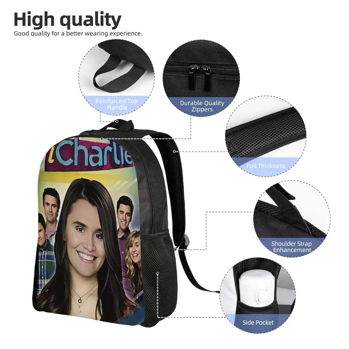 sac à dos funny meme charlie kirk pour garçons et filles, sacs à dos d'extérieur en polyester, sacs à dos souples et élégants pour lycée