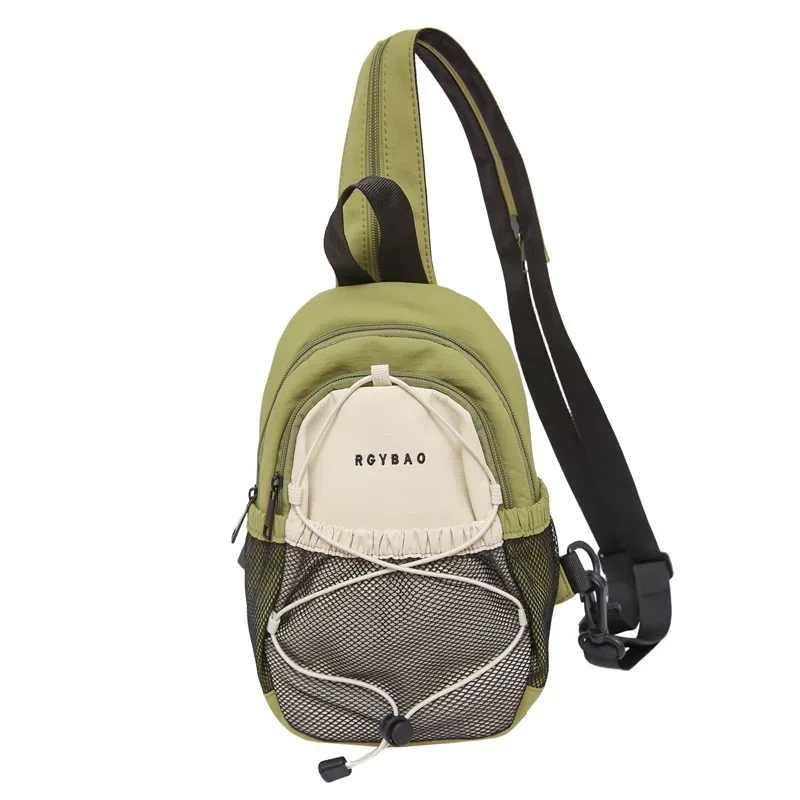 sac à bandoulière rétro tendance, sac de poitrine, personnalité tendance, bloc de couleurs, mini taille, sac à dos pour sports de plein air, randonnée, double épaule