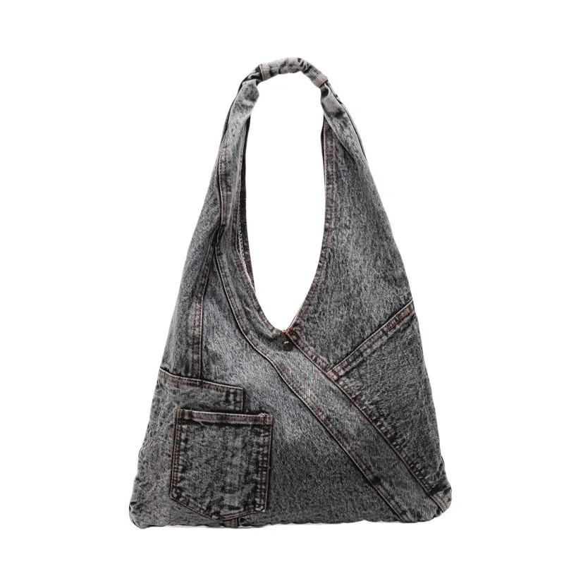 sac en denim vintage pour femmes, sac à bandoulière léger en denim délavé de grande capacité, fourre-tout de voyage en plein air, 2025
