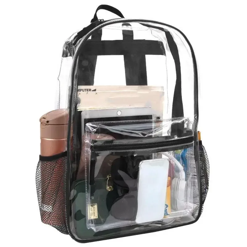 sac à dos étanche en pvc transparent, bretelles réglables, double fermeture éclair, sac léger et transparent pour stade de baseball, 1 pièce