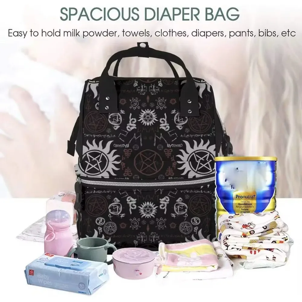 sac à dos de voyage imperméable pour couches de bébé, sacs à dos multifonctions de grande capacité, sourire naturel, attention, noir, ol