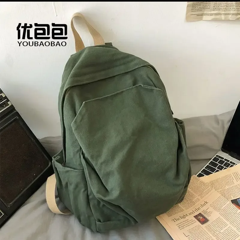 sac à dos décontracté en toile lavée grande capacité pour femme, sac à dos souple et minimaliste pour étudiants, trajets quotidiens et voyages