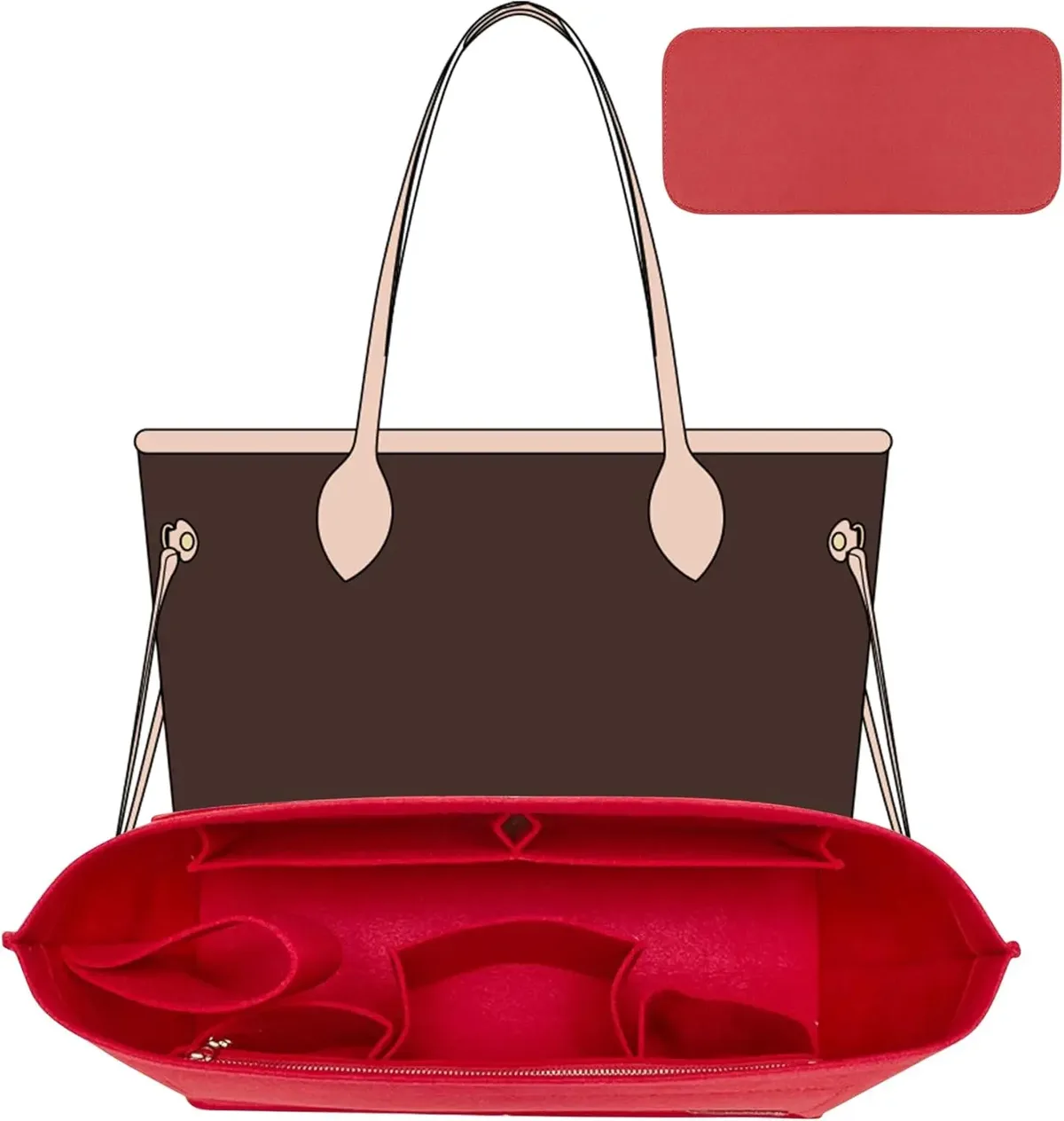 organisateur de sac à main et structureur de base pour sacs à main, lot de 2 pièces, insert en feutre compatible speedy 30 neverfull mm