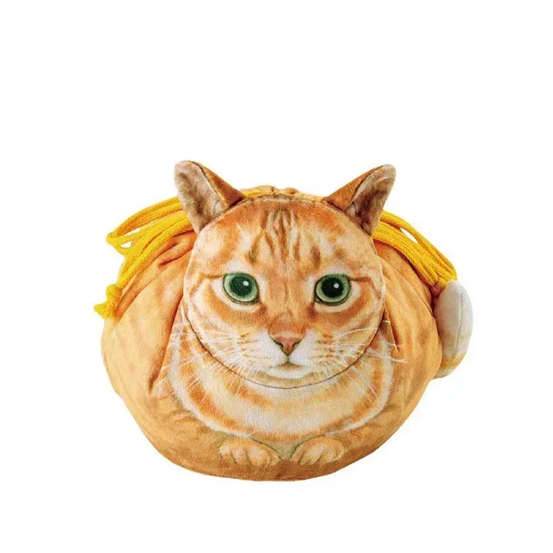 sac de rangement cosmétique en forme de chat, pochette de rangement de maquillage/soin de la peau de taille de voyage mignonne avec fermeture à cordon, sac cadeau pour les amoureux des chats