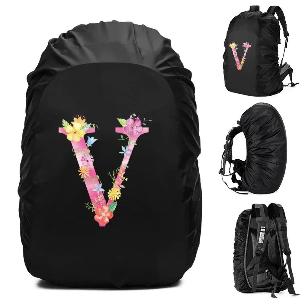 sac à dos étanche unisexe, housse de pluie, sac de camping en plein air, randonnée, escalade, sports, housse de pluie anti-poussière, imprimé lettre rose, 30l, 40l, 70l