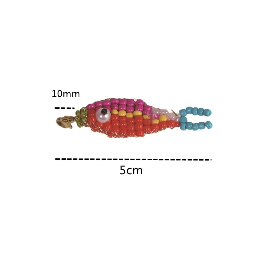 sac à dos en forme de poisson en perles fait à la main, pendentif à fermeture éclair, décoration suspendue pour filles, porte-clés d'étudiant, accessoires de bricolage, ornements