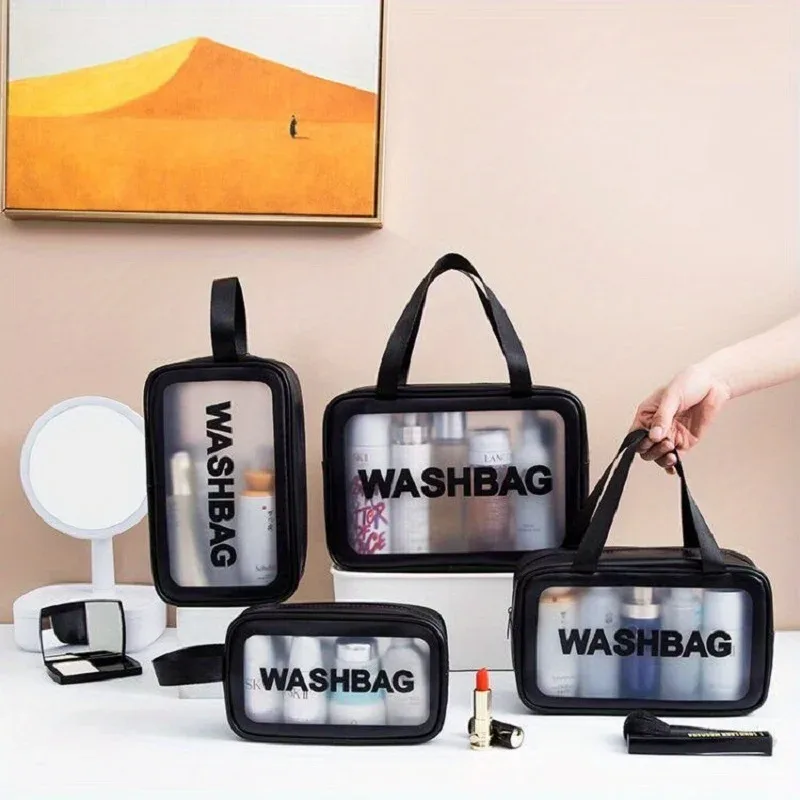 sacs de rangement transparents portables pour voyage, sacs de toilette imperméables, trousses de maquillage transparentes
