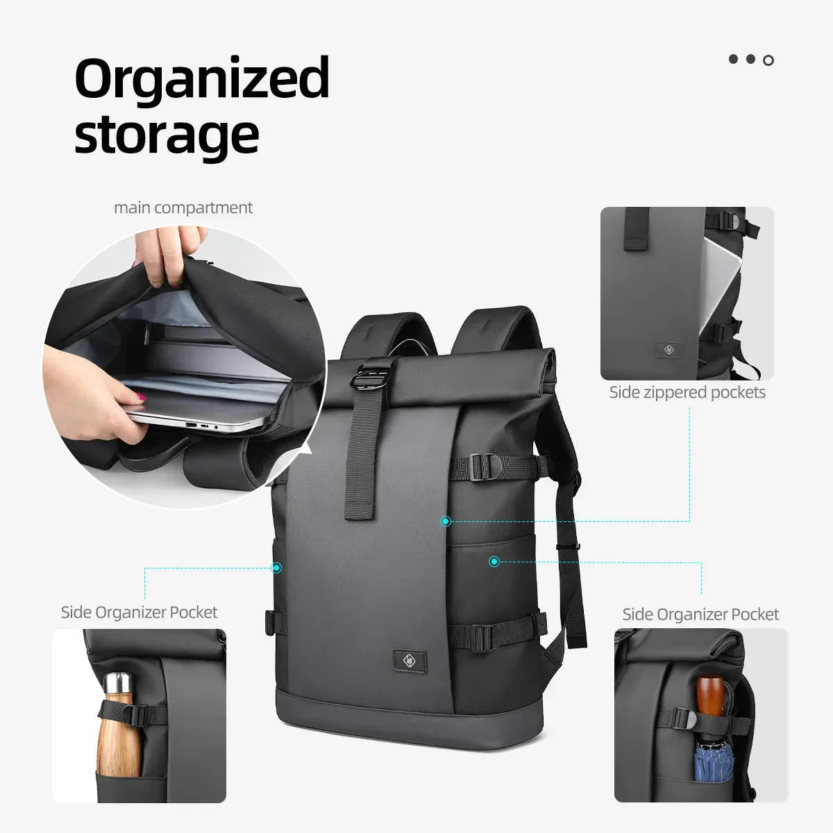 hk sac à dos étanche à roulettes pour hommes grande capacité extensible 17 pouces pochette d'ordinateur loisirs voyage sac à dos randonnée camping sacs