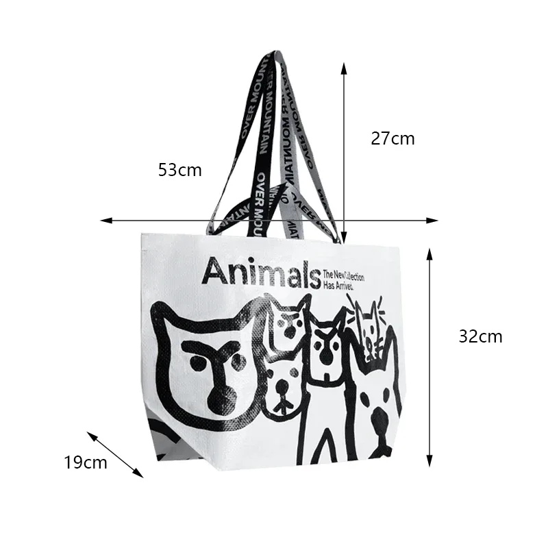 sac de courses en pp tissé, motif chats mignons, sac à bandoulière réutilisable, fourre-tout imperméable, sac à main portable pour courses et supermarché