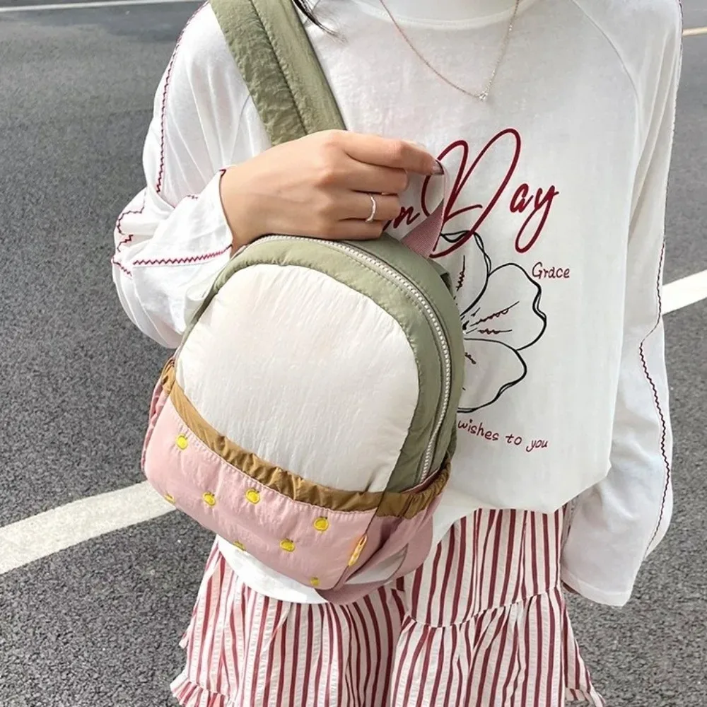 sac à dos portable en nylon pour enfants, broderie fruits, dessin animé, sac de jour, double épaule, multicolore, pour étudiants et écoliers