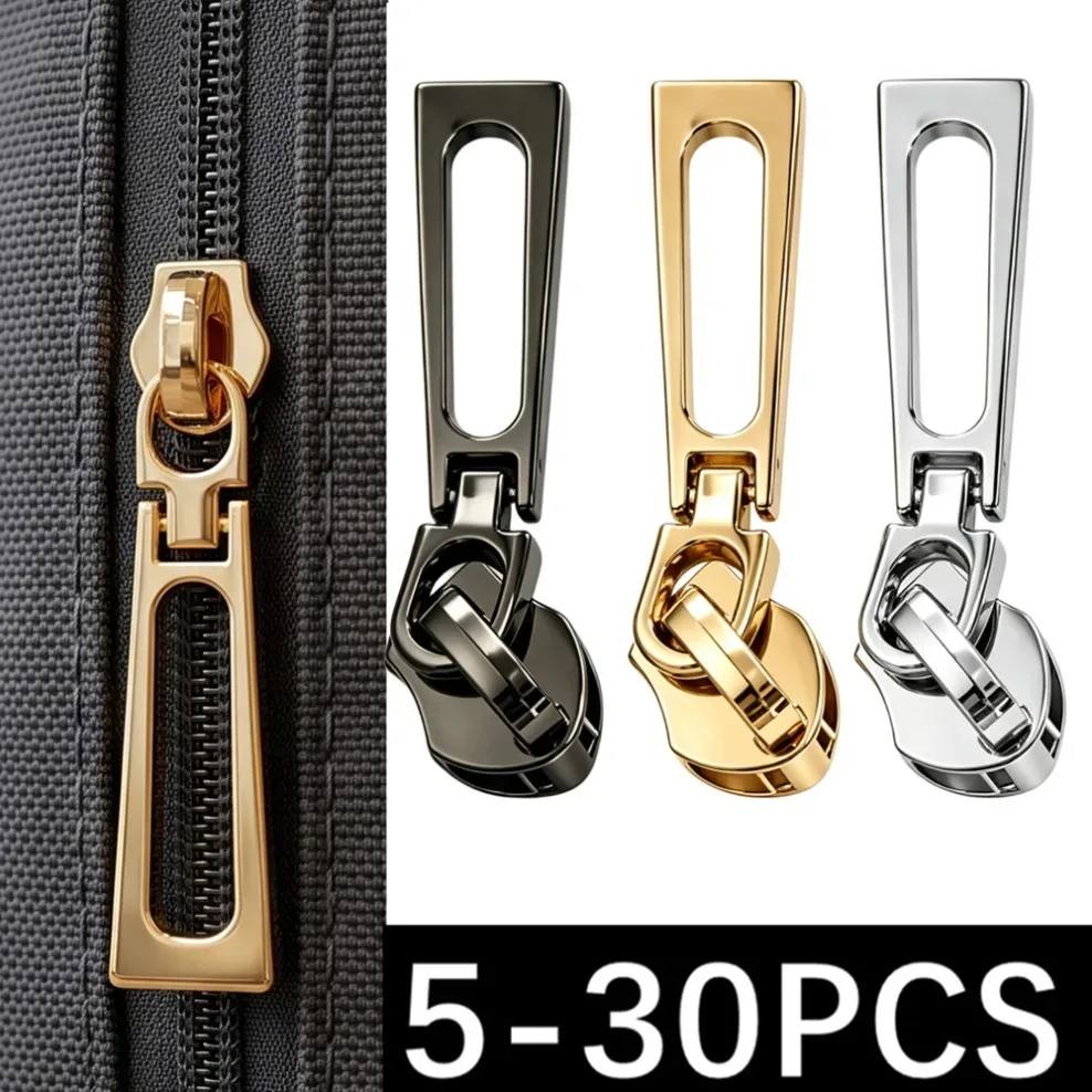 5-30 pièces 5 #   Têtes de fermeture éclair en nylon pour rubans de fermeture éclair, vêtements, manteaux, sacs à dos, kit de réparation DIY, or, argent, noir