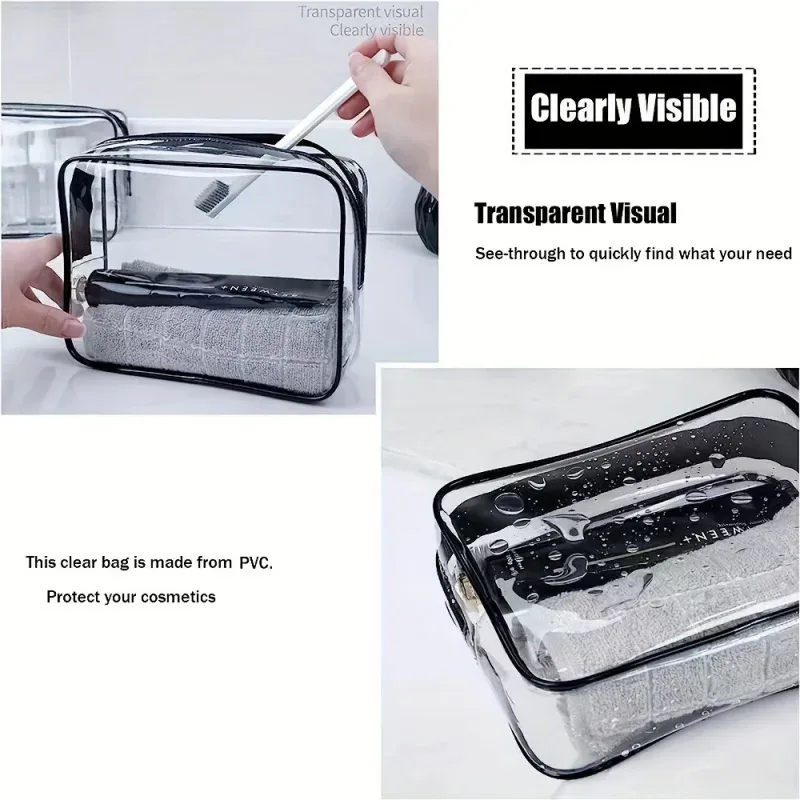 sac à main transparent décontracté, adapté aux hommes et aux femmes, peut être utilisé comme trousse de maquillage, trousse de toilette, sac de rangement et autres petits sacs.