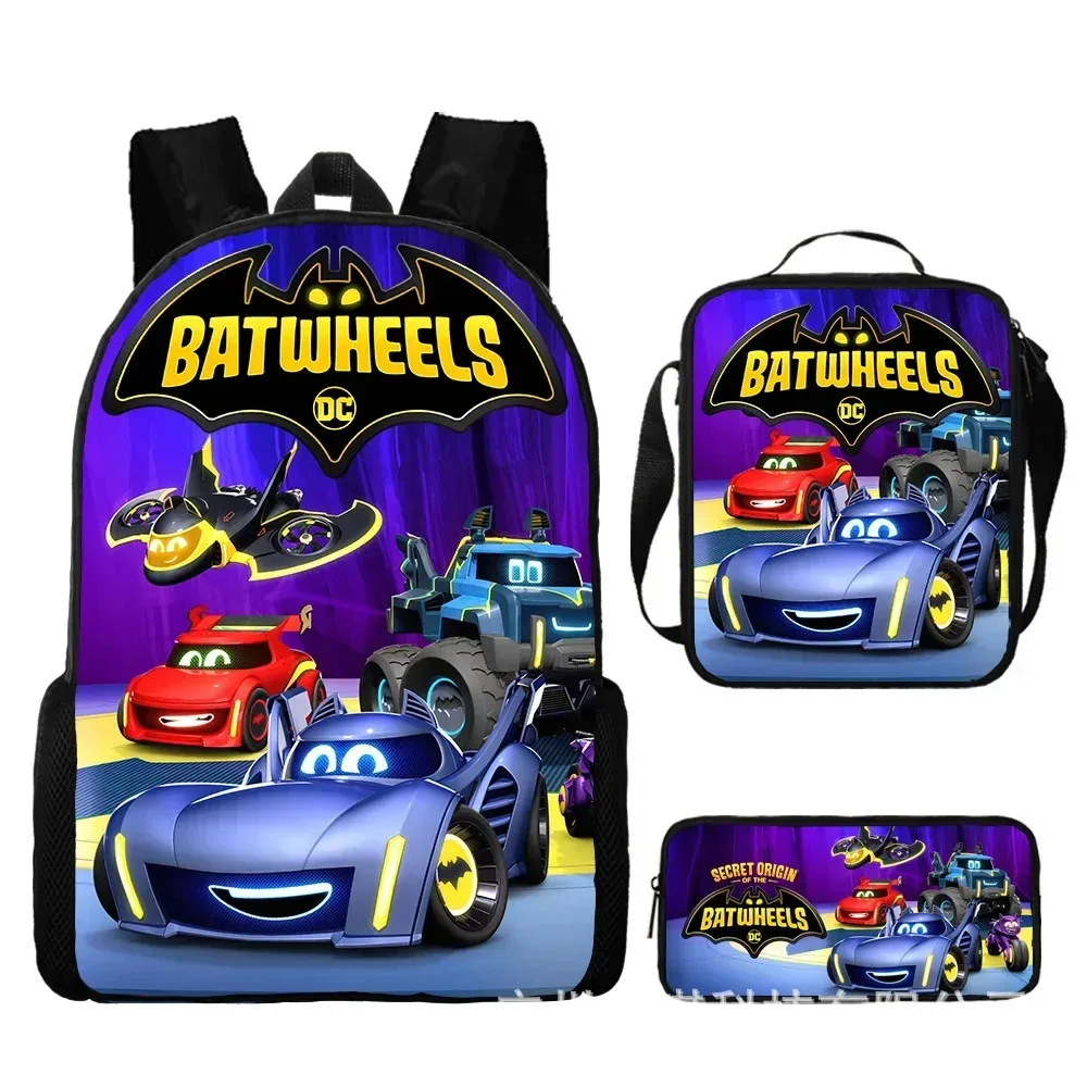 Sac à dos d'école à roulettes de chauve-souris, sac à déjeuner, ensemble de trousse à crayons, cadeau pour enfants étudiants