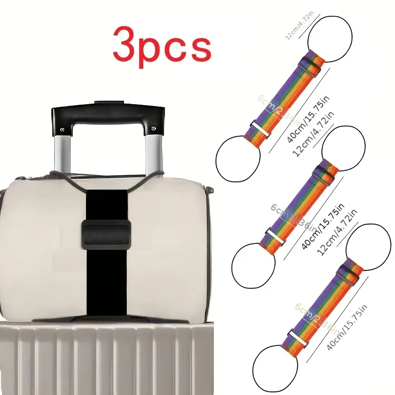 lot de 3 sangles de bagage anti-perte réglables en nylon élastique, ceinture de voyage robuste, sangle de sécurité pour valise, sac à dos, voyage b