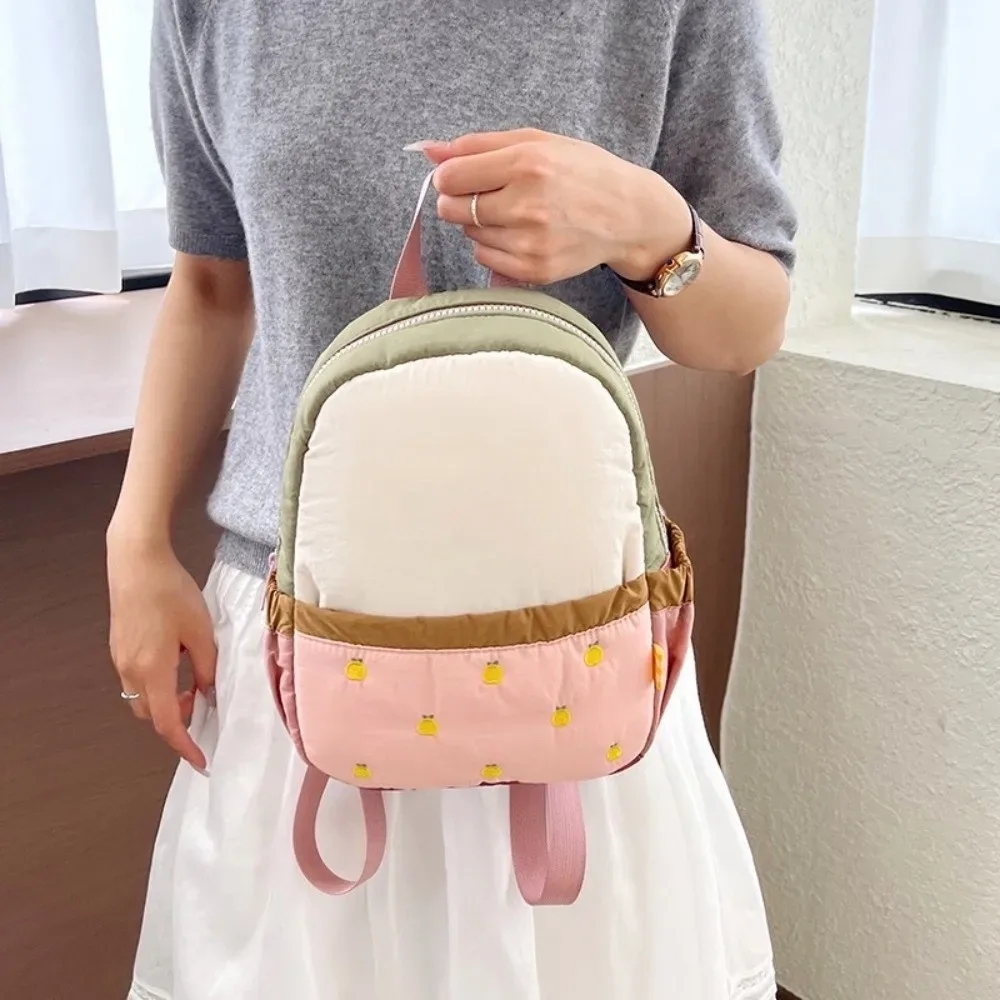 sac à dos en nylon pour enfants, broderie fruits, dessin animé, sac de jour en tissu, double épaule, pour étudiants, école maternelle