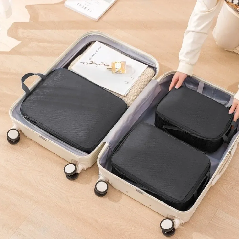3 pièces/ensemble cubes de compression de voyage en polyester, compressibles, grande capacité, organisateur de bagages portable, imperméable