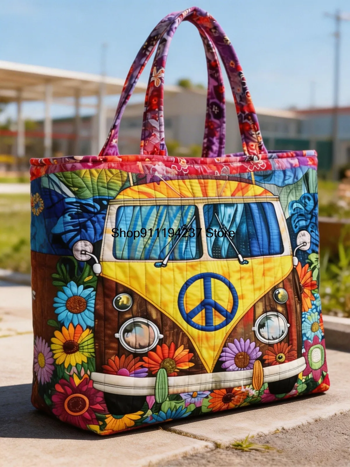 sac fourre-tout matelassé 3d butterfly hippie van