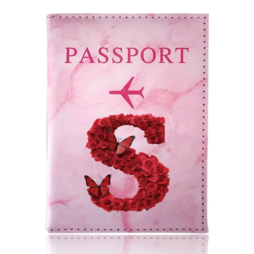 étui de passeport imprimé série rose rouge, porte-passeport, accessoires de voyage, housse de protection pour avion