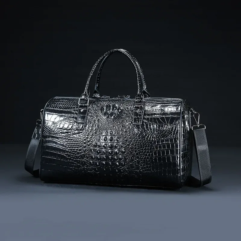sacs de voyage en cuir d'alligator véritable de vache 2026, sacs de luxe pour hommes, grande capacité, sacs à bandoulière portables, sacs de voyage de marque