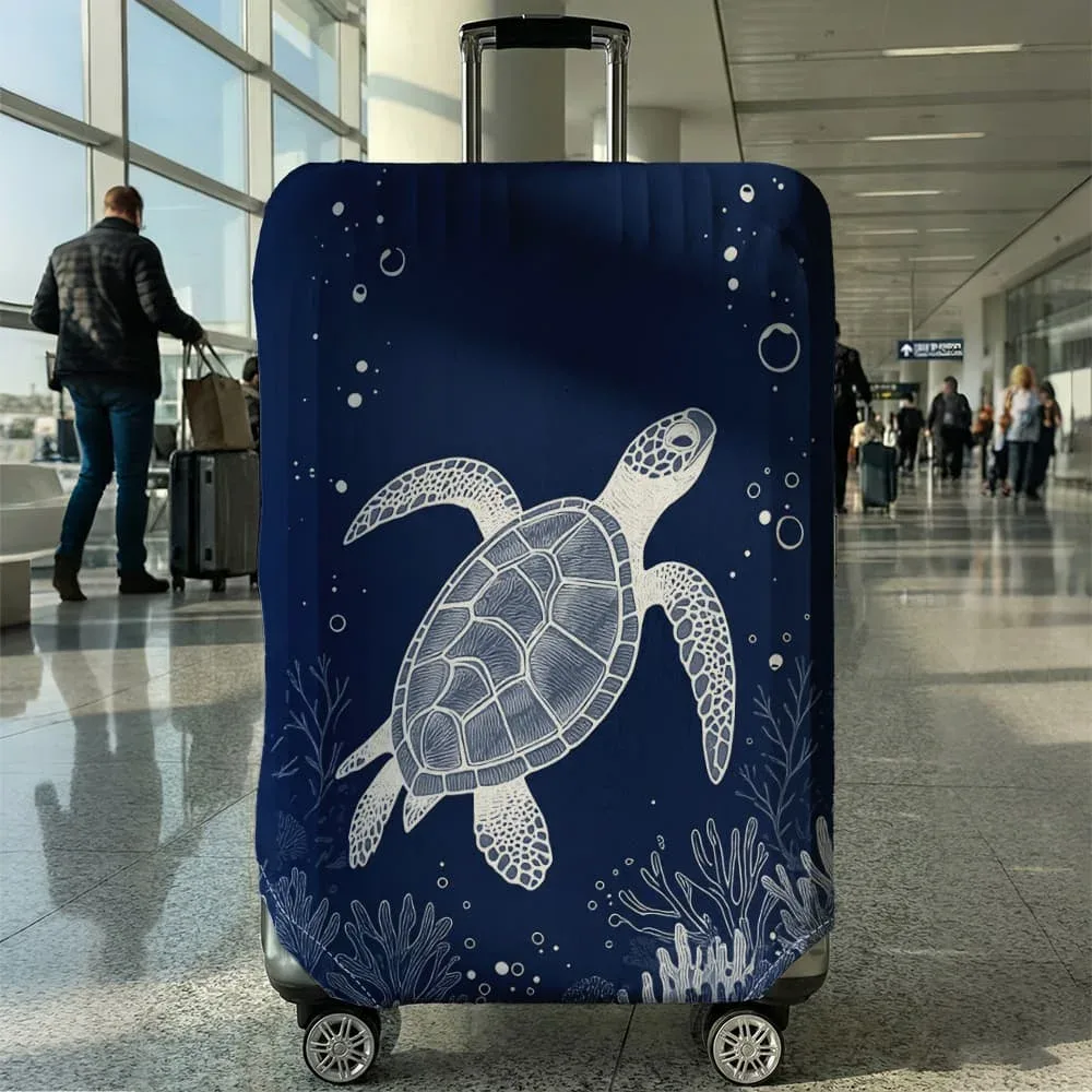 housse de bagage imprimée tortue de mer, adaptée aux bagages de 18 à 32 pouces, housse de poignée de bagage, accessoires de voyage