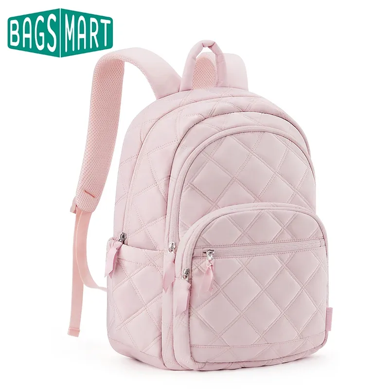 bagsmart 15.6 "sac pour ordinateur portable haute capacité à la mode collège sac à dos pour femmes mignon voyage livre sac point fille école sac à dos