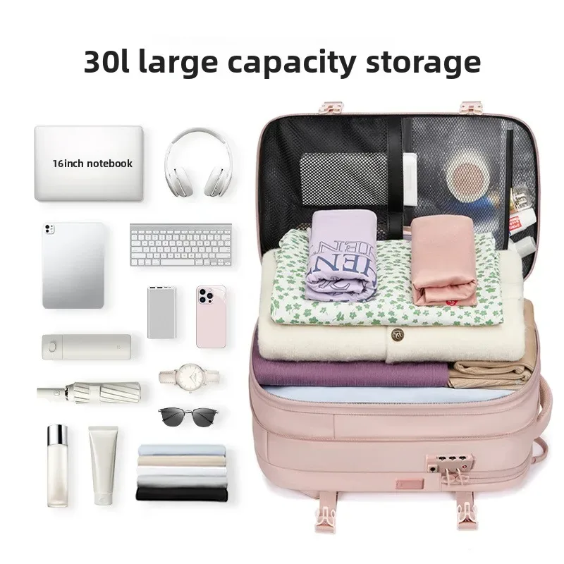 sac à dos à compression sous vide pour femmes, sac de voyage de grande capacité avec séparation humide et sèche, sac à bandoulière extensible